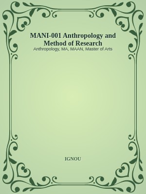 MANI-001 Anthropology and Method of Research